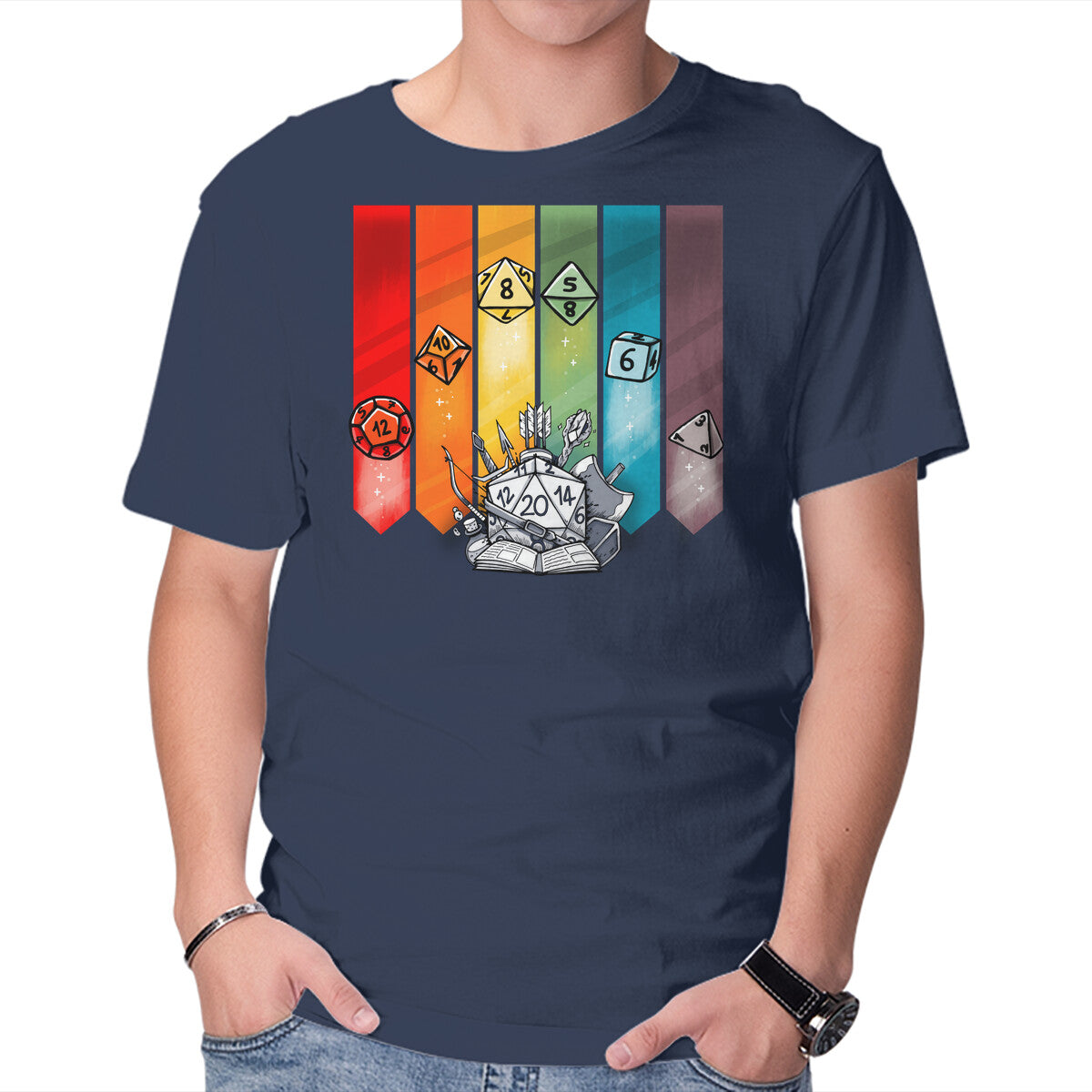Color Dice – Gaming Graphic T-Shirt in navy, product display
