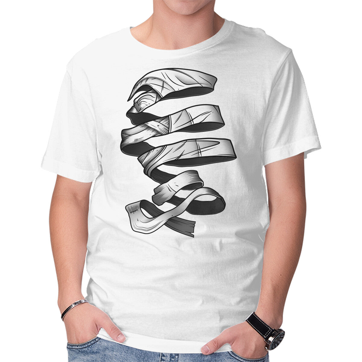 Unravelling Moon Graphic T-Shirt in white, product display
