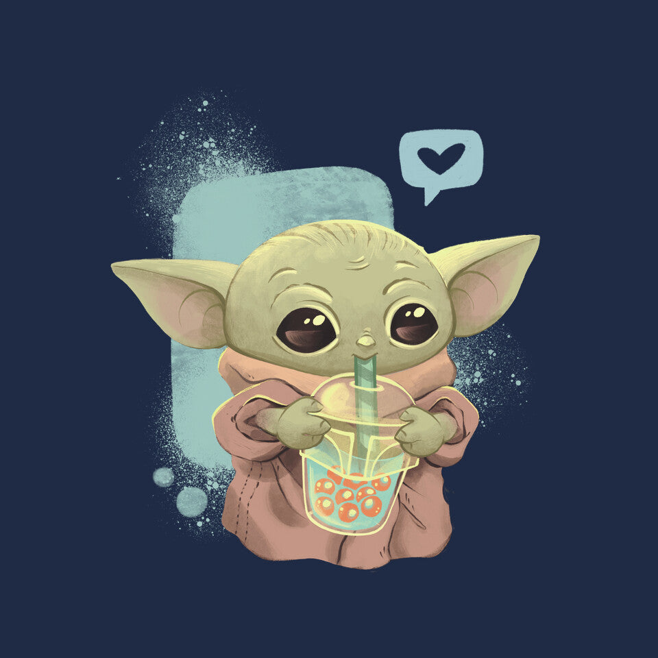 I Love Boba Tea – Sci-Fi Graphic T-Shirt design artwork for navy graphic T-shirt