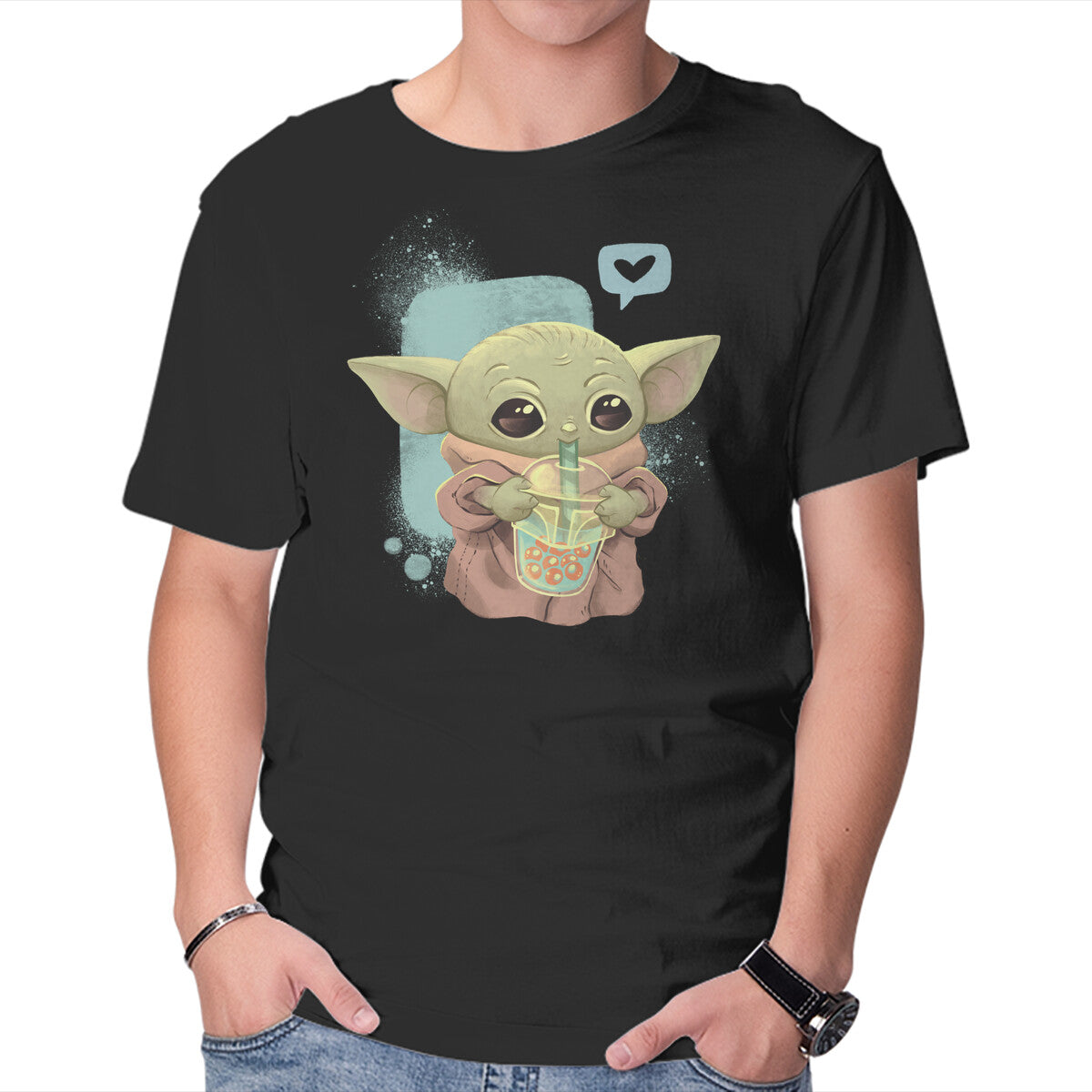 I Love Boba Tea – Sci-Fi Graphic T-Shirt in black, product display
