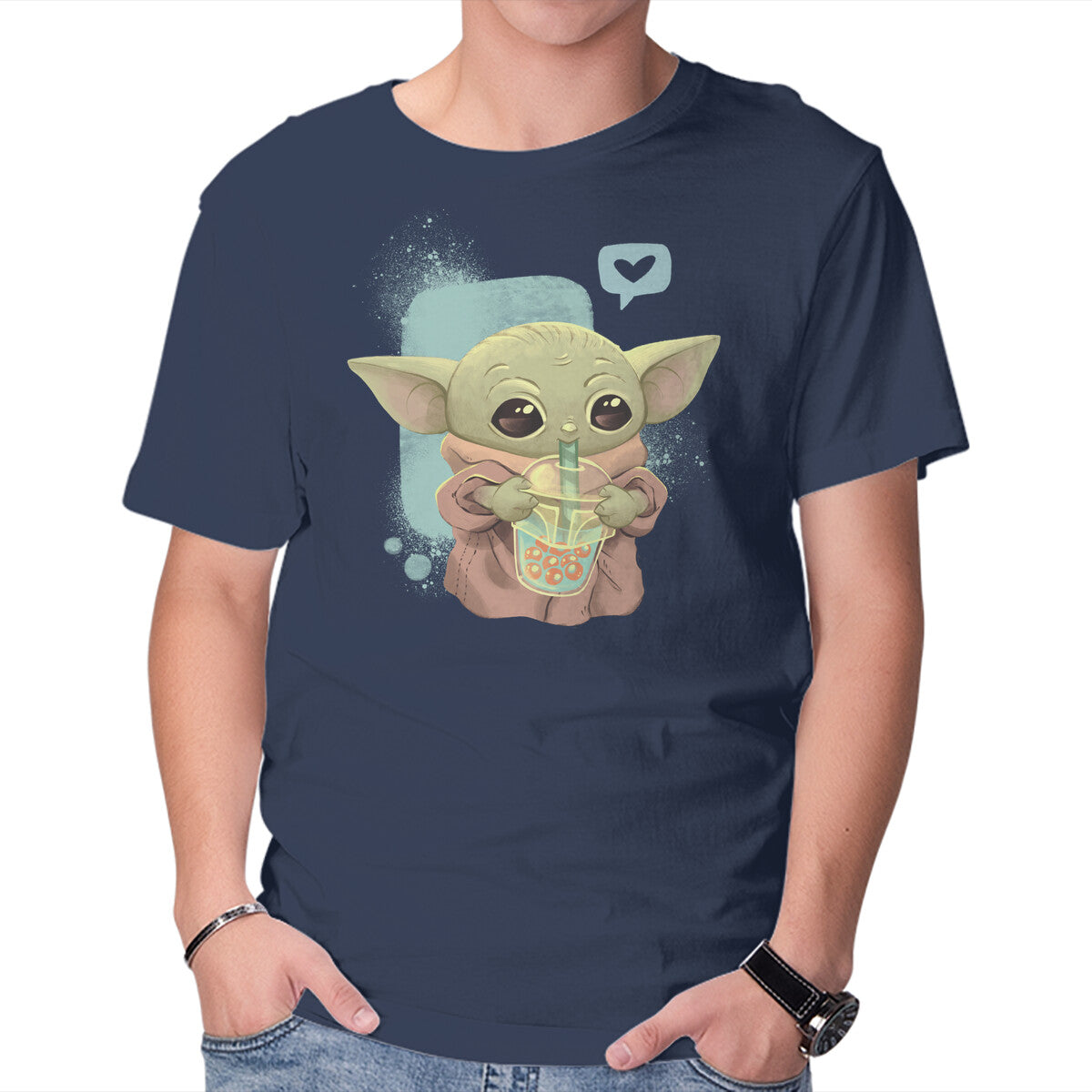 I Love Boba Tea – Sci-Fi Graphic T-Shirt in navy, product display