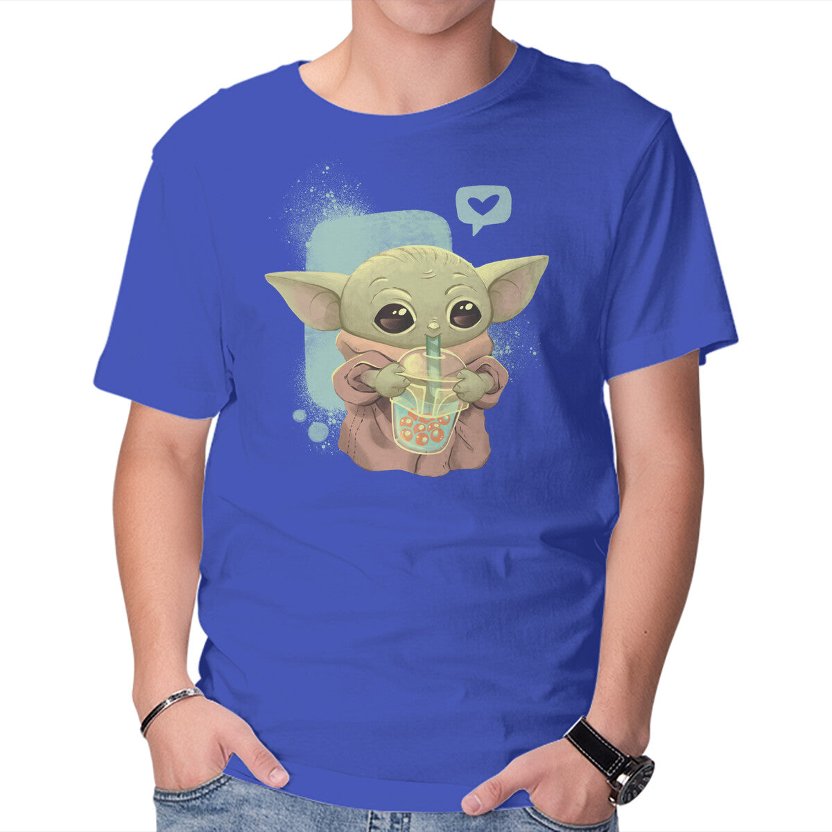 I Love Boba Tea – Sci-Fi Graphic T-Shirt in royal blue, product display
