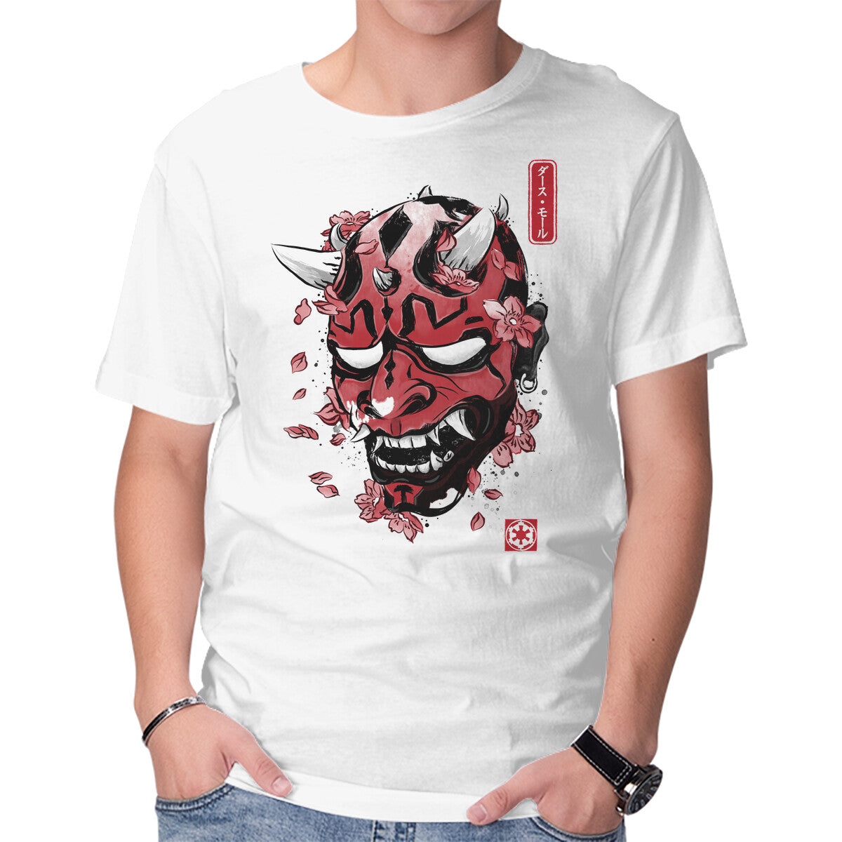 Darth Oni – Sci-Fi Graphic T-Shirt in white, product display