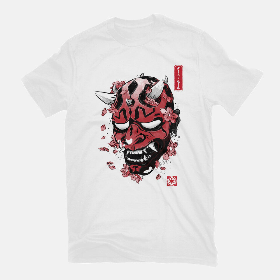 Darth Oni – Sci-Fi Graphic T-Shirt in white, flat-lay product view