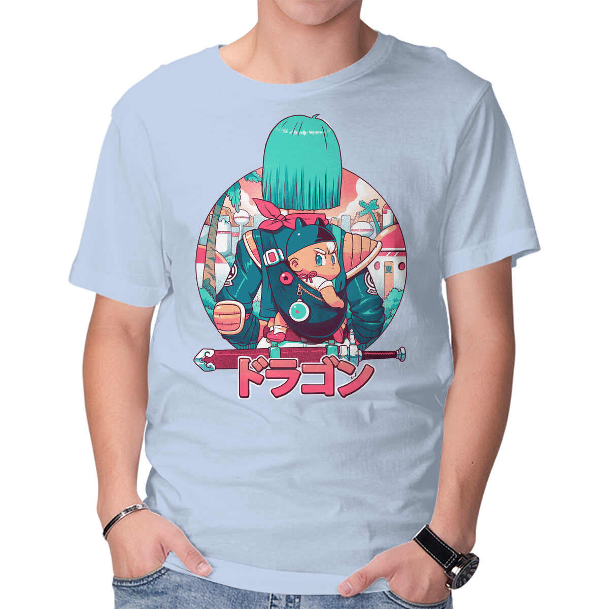A Summer Dragon – Anime Graphic T-Shirt in blue, product display