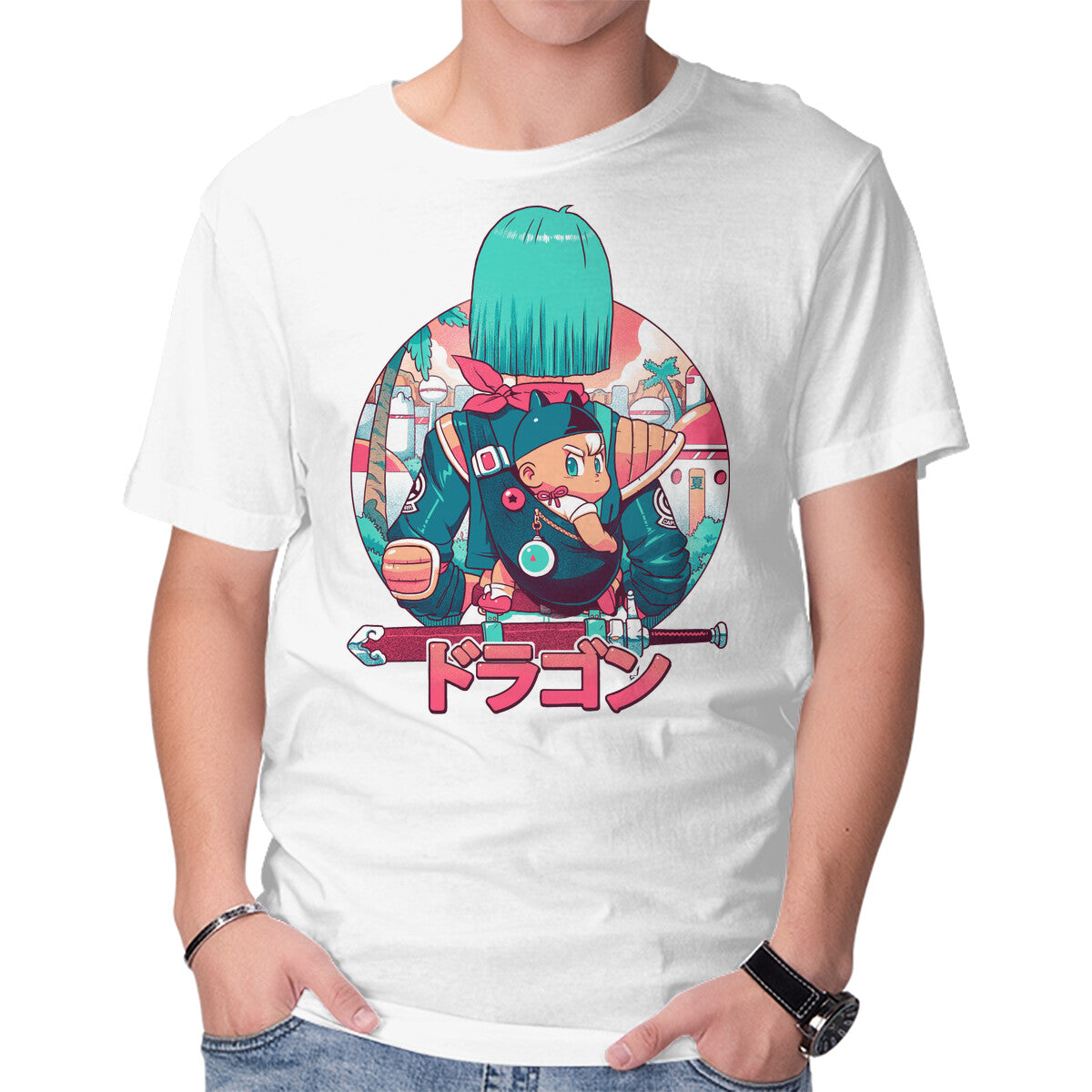 A Summer Dragon – Anime Graphic T-Shirt in white, product display