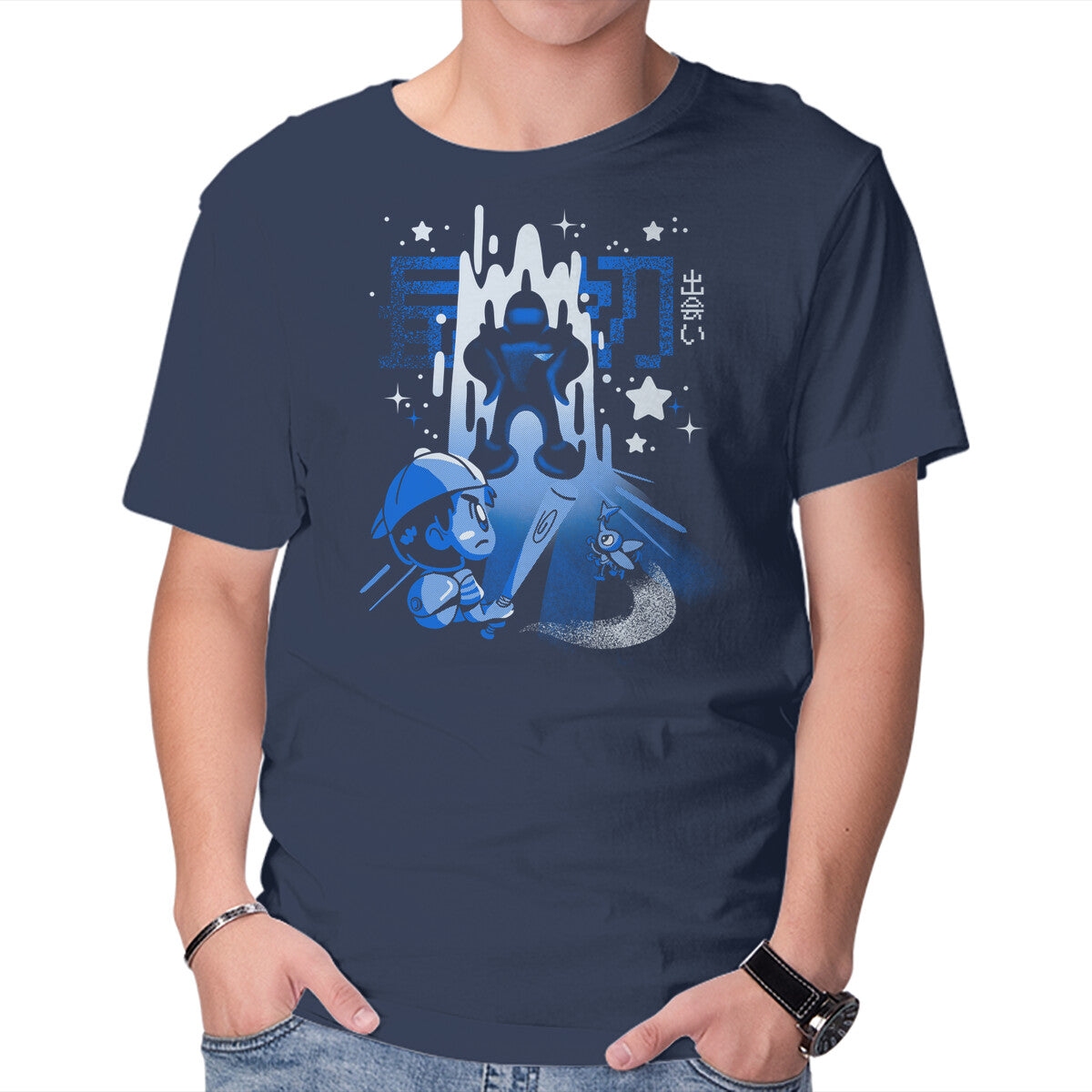 First Encounters – Gaming Graphic T-Shirt in navy, product display