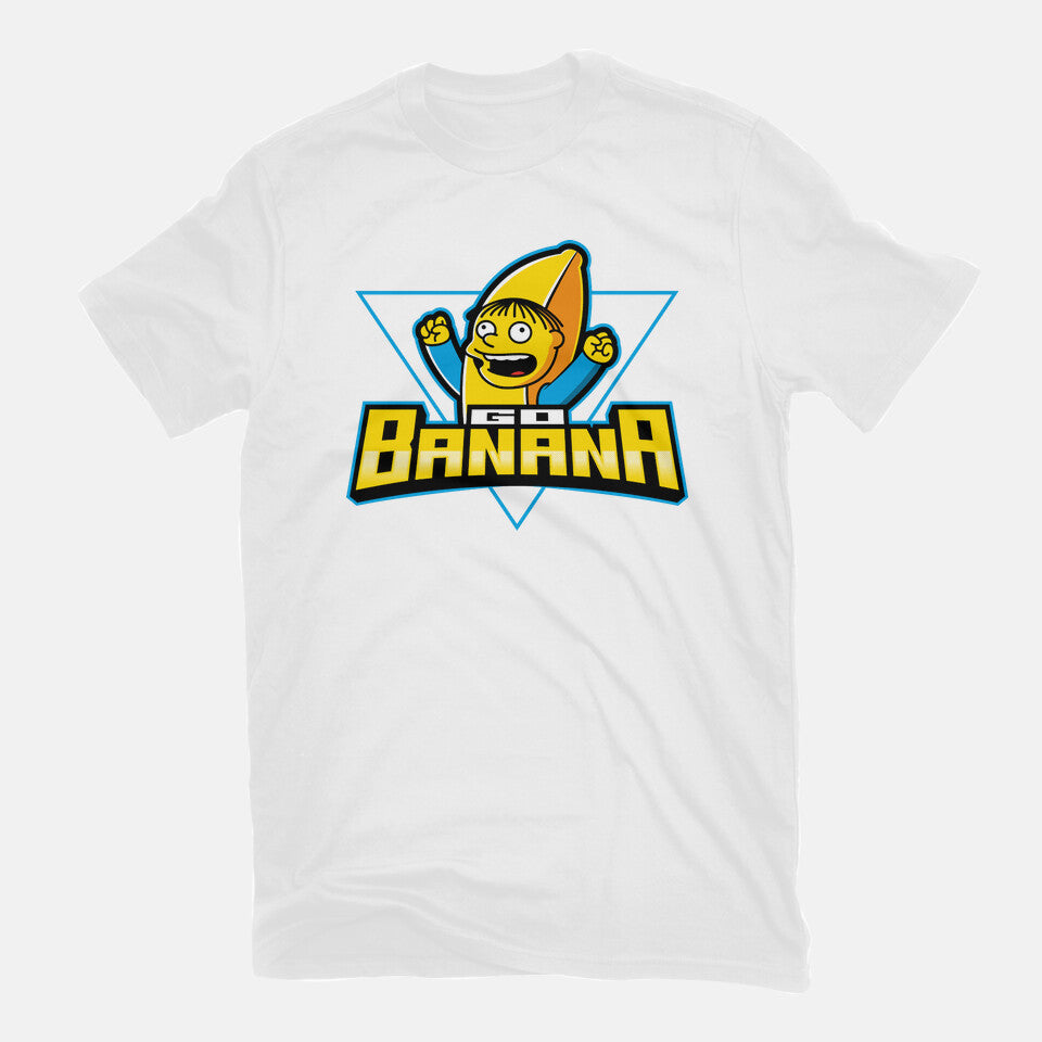 Go Banana – Funny Graphic T-Shirt in white, flat-lay product view