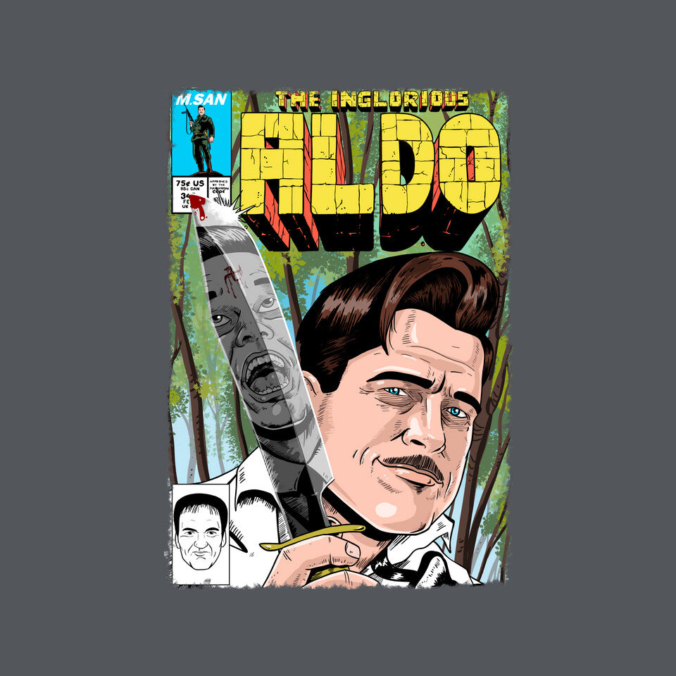 The Inglorious Aldo – Movie Graphic T-Shirt design artwork for charcoal graphic T-shirt