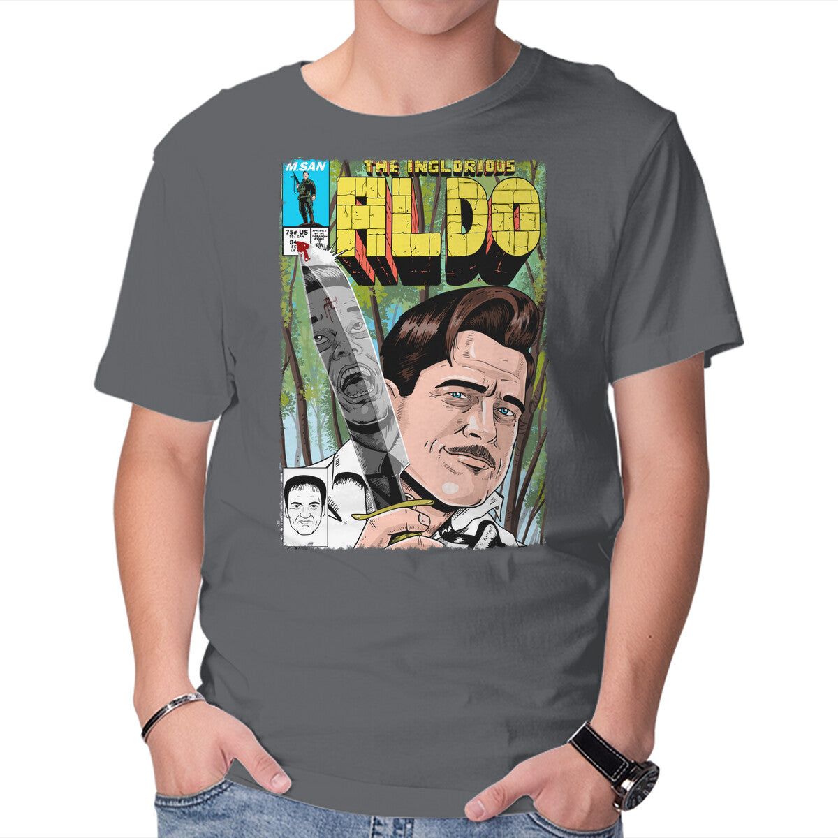 The Inglorious Aldo – Movie Graphic T-Shirt in charcoal, product display