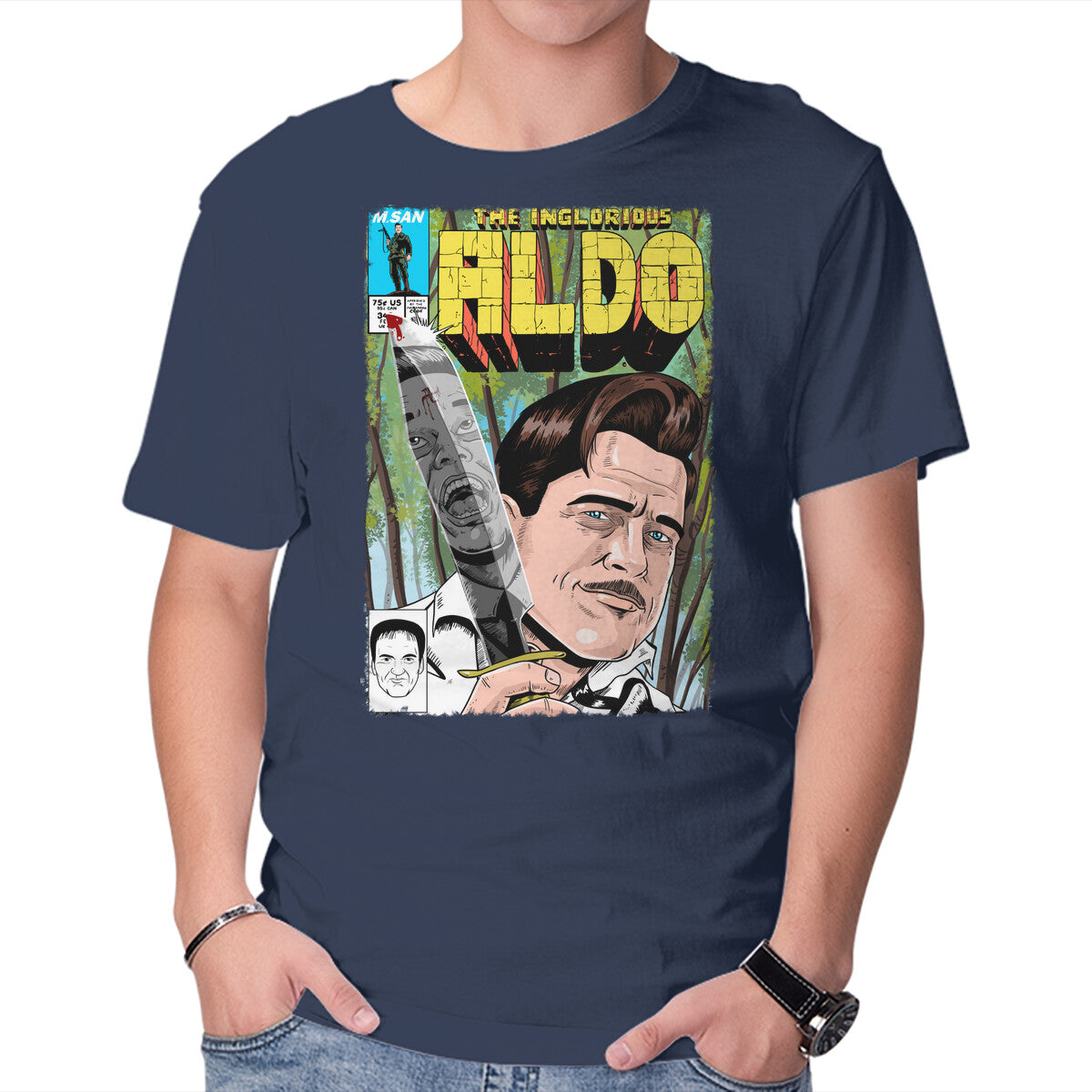 The Inglorious Aldo – Movie Graphic T-Shirt in navy, product display