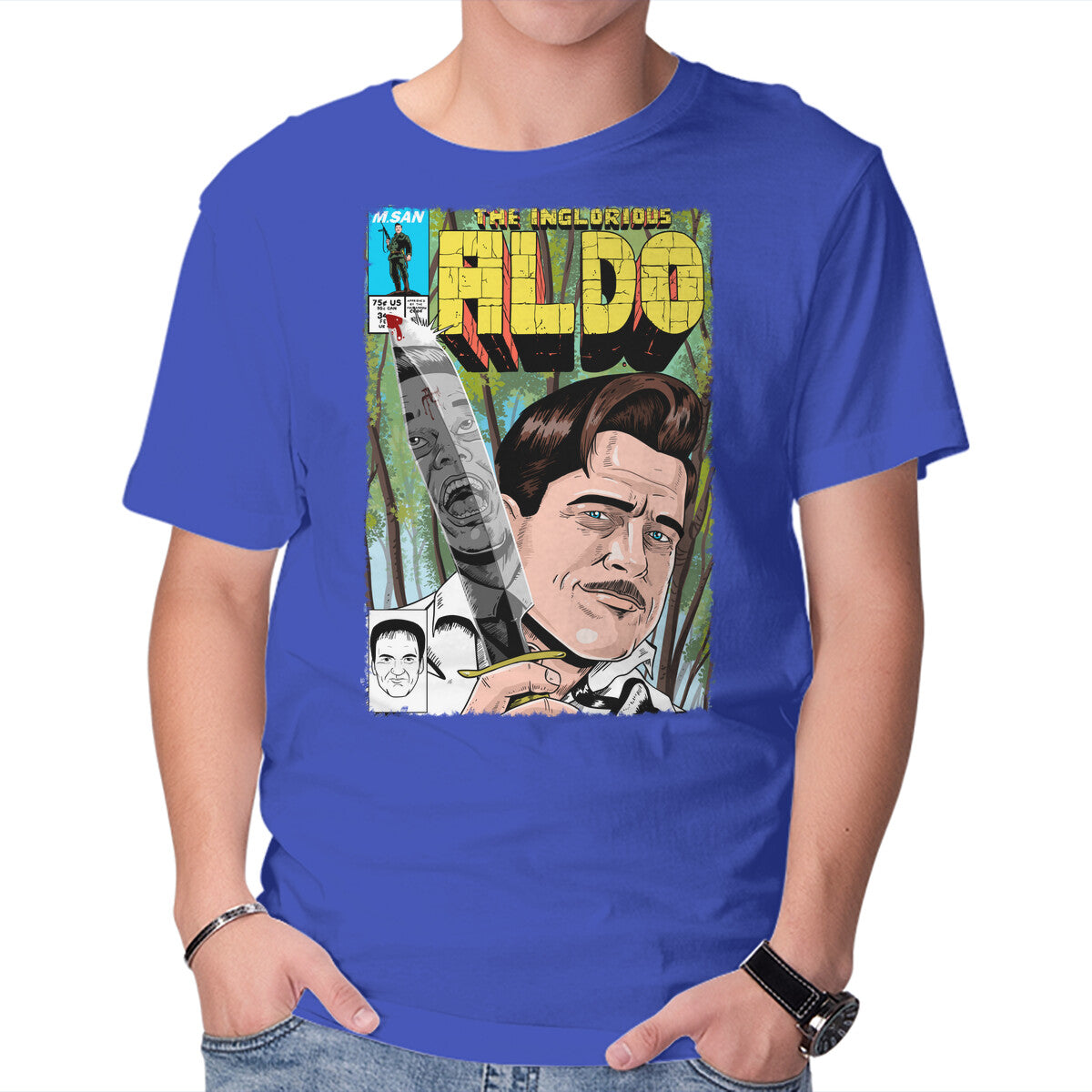 The Inglorious Aldo – Movie Graphic T-Shirt in royal blue, product display