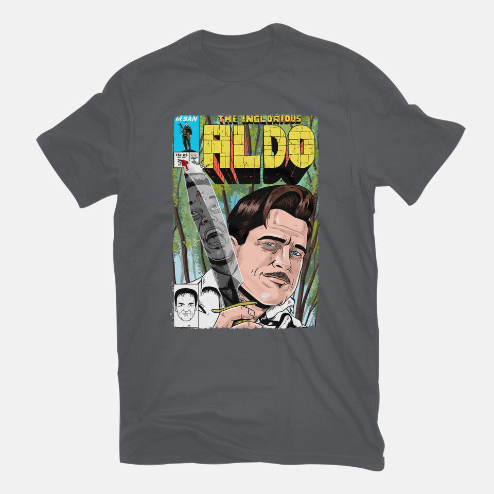 The Inglorious Aldo – Movie Graphic T-Shirt in charcoal, flat-lay product view