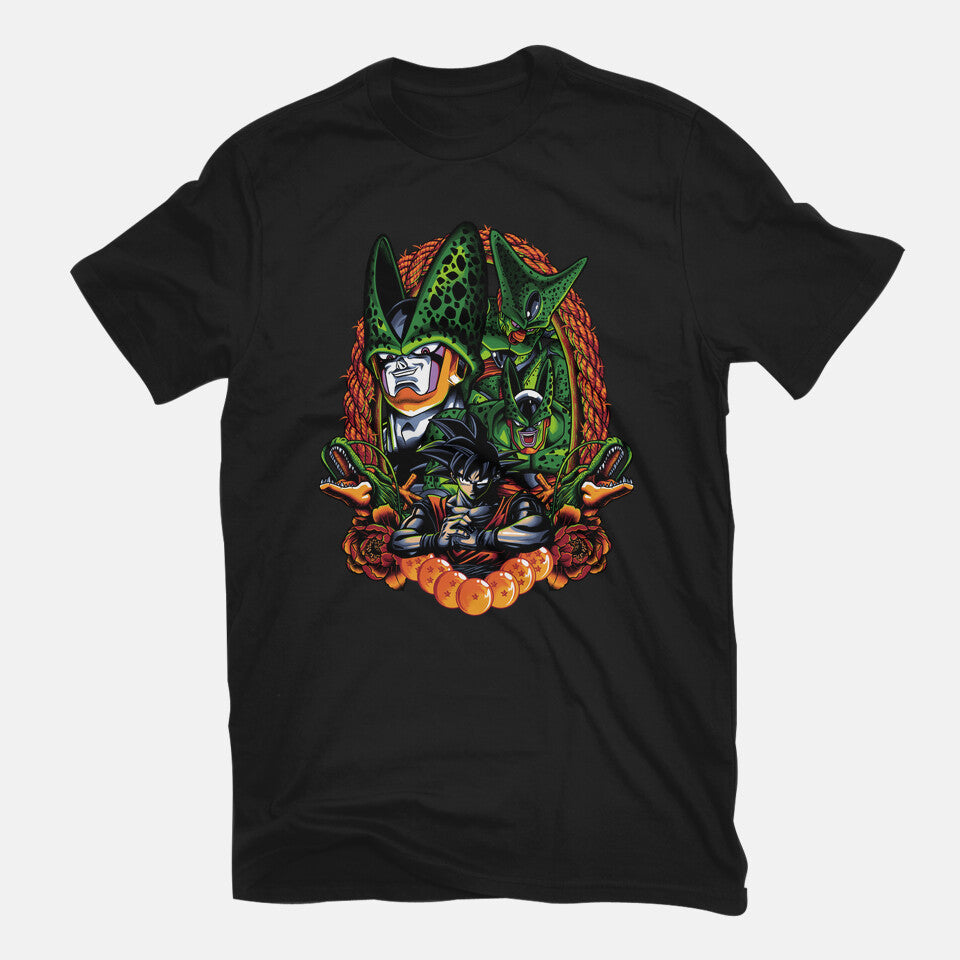 Android Eater – Anime Graphic T-Shirt in black, flat-lay product view