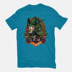 Android Eater – Anime Graphic T-Shirt in turquoise, flat-lay product view
