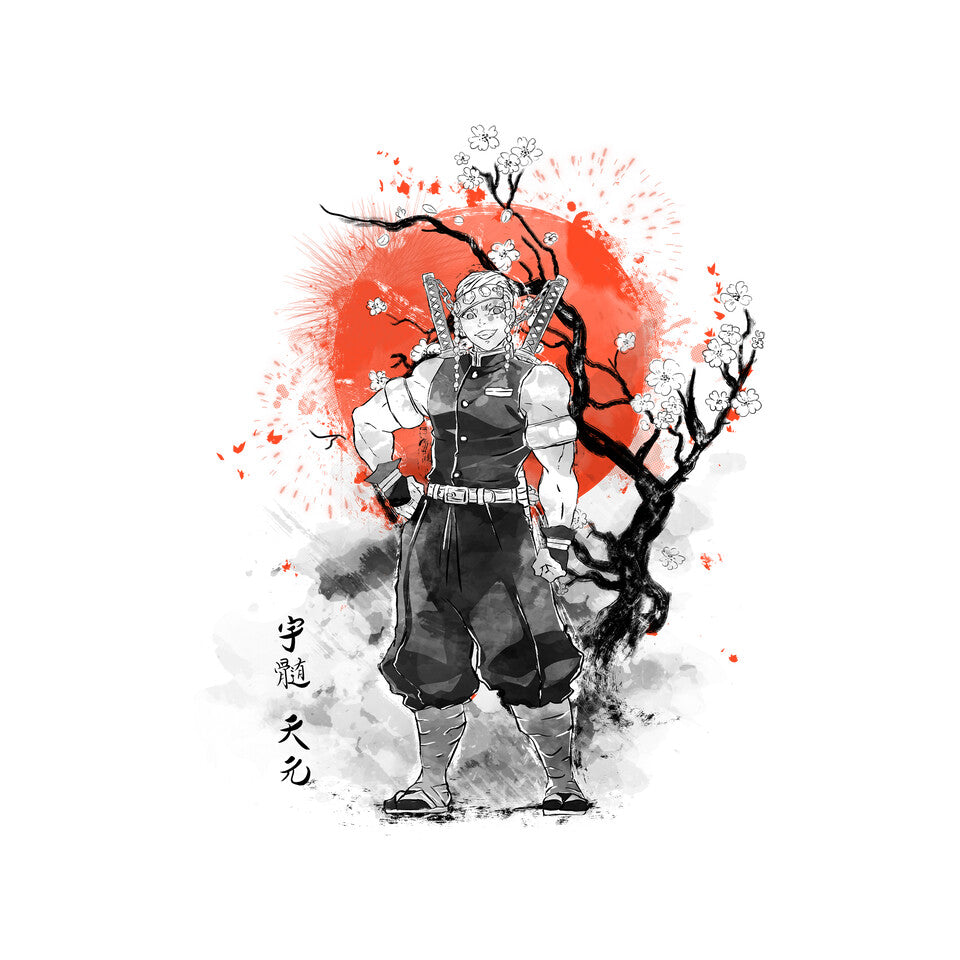 Uzui At Sakura Tree – Anime Graphic T-Shirt design artwork for white graphic T-shirt
