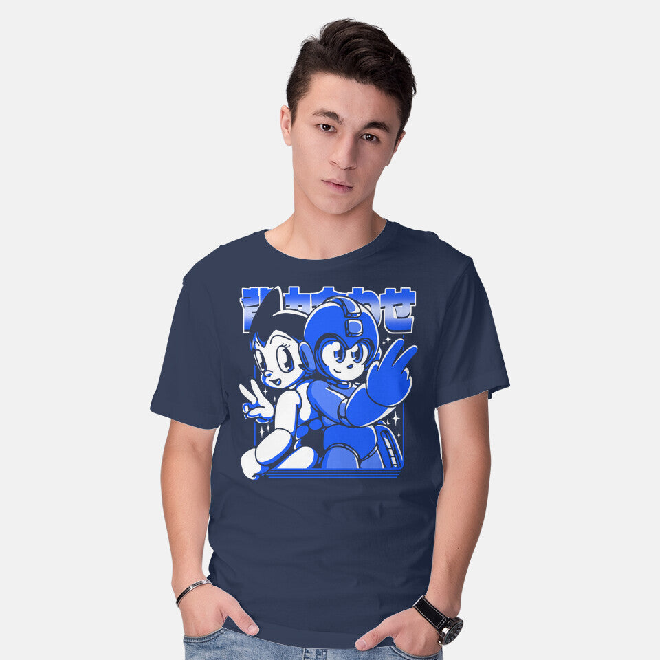 Model wearing navy Back To Back – Gaming Graphic T-Shirt