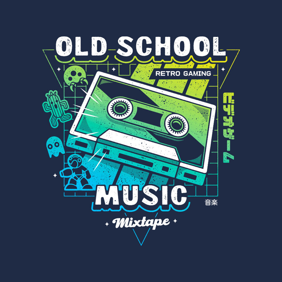 Retro Gaming Music – Gaming Graphic T-Shirt design artwork for navy graphic T-shirt