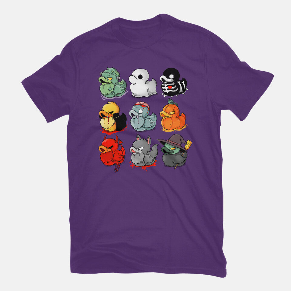 Halloween Duck – Halloween Graphic T-Shirt in purple, flat-lay product view
