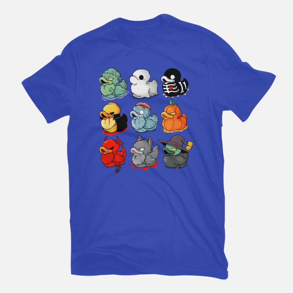 Halloween Duck – Halloween Graphic T-Shirt in royal blue, flat-lay product view