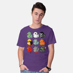 Model wearing purple Halloween Duck – Halloween Graphic T-Shirt