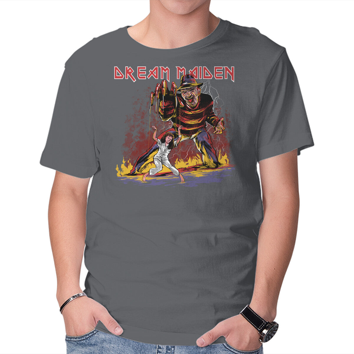 Dream Maiden – Horror Graphic T-Shirt in charcoal, product display