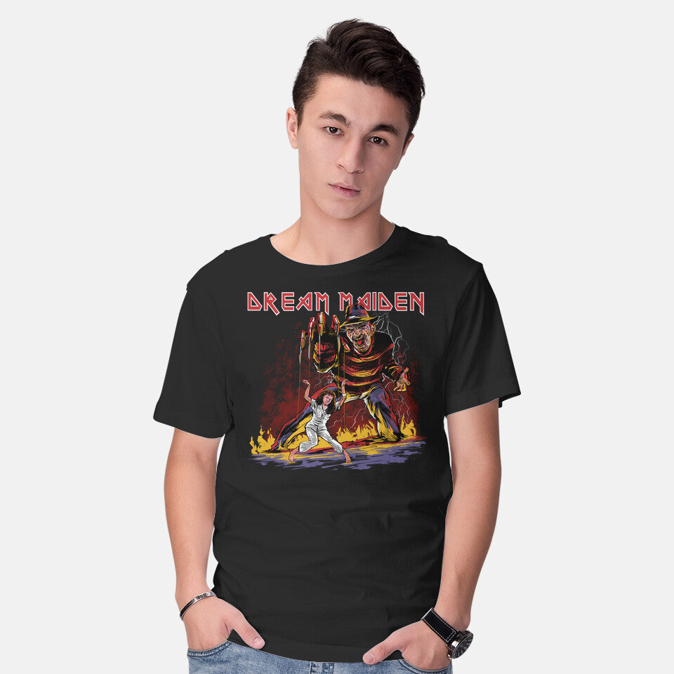 Model wearing black Dream Maiden – Horror Graphic T-Shirt