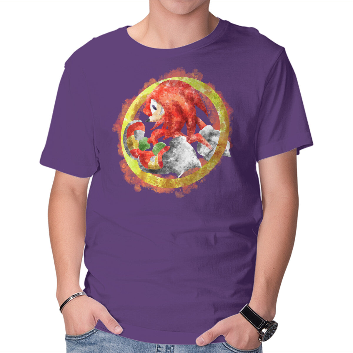 Knuckles Splash – Gaming Graphic T-Shirt in purple, product display