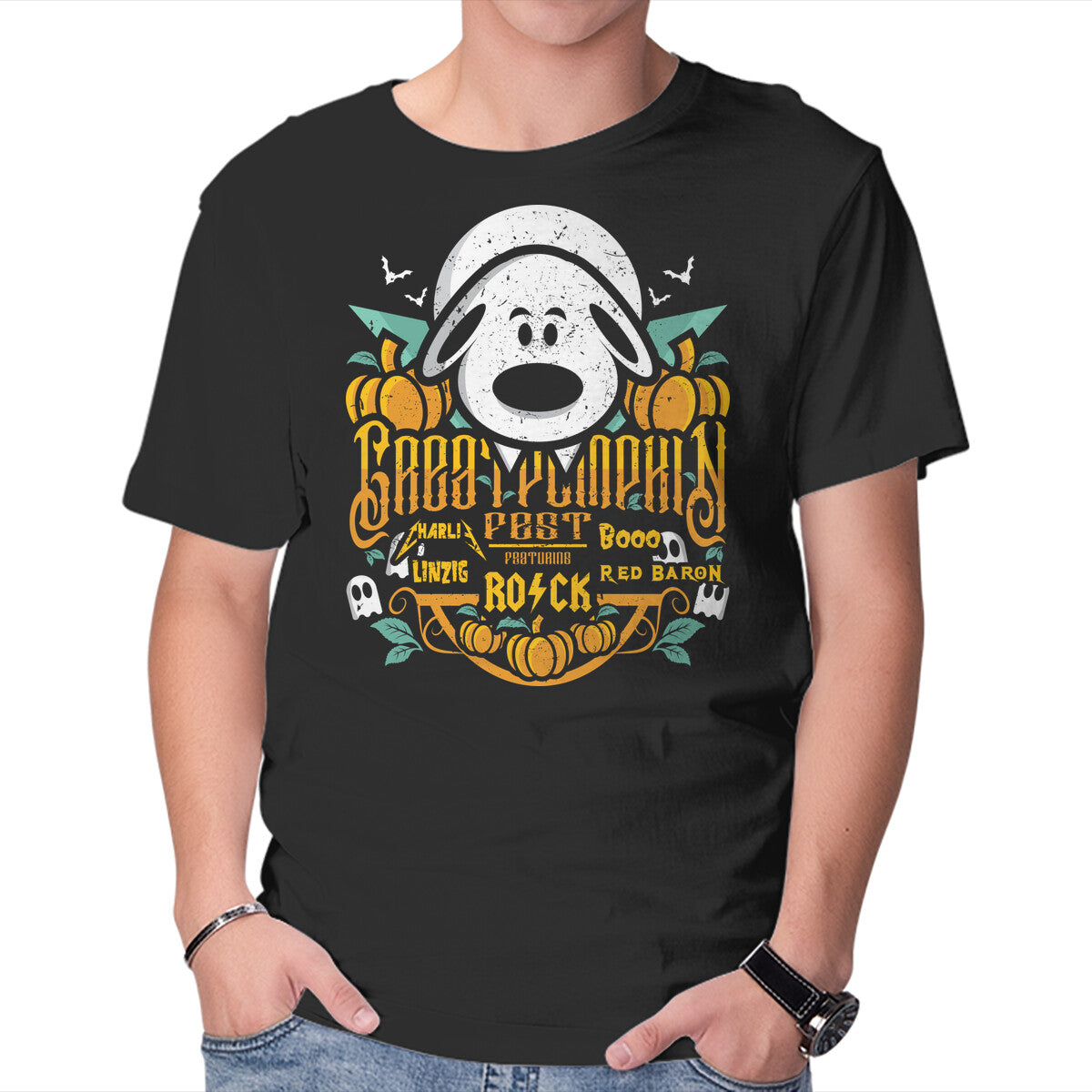 Great Pumpkin Fest – Halloween Graphic T-Shirt in black, product display