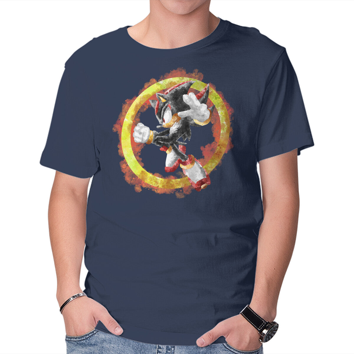 Shadow Splash – Gaming Graphic T-Shirt in navy, product display