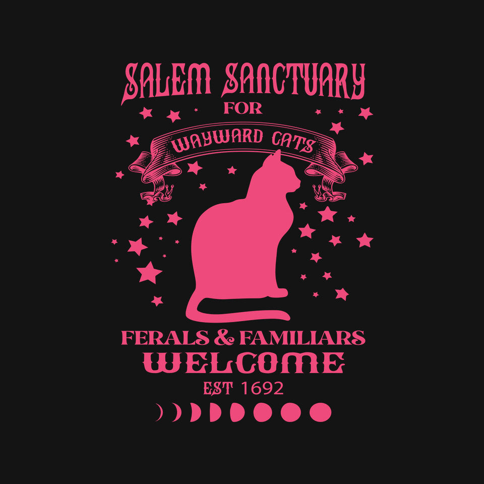 Salem Sanctuary – Cat Graphic T-Shirt design artwork for black graphic T-shirt