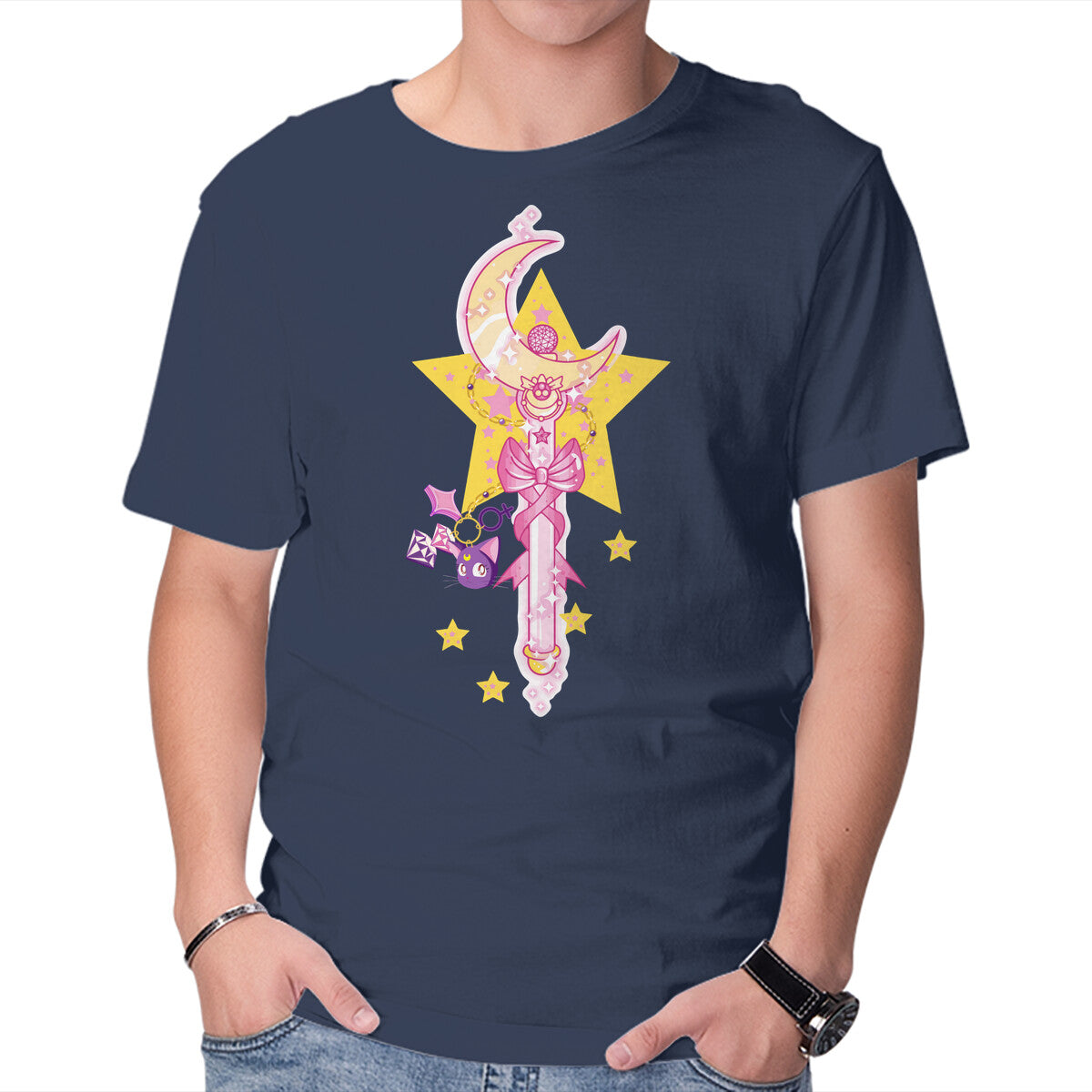 Moon Star – Anime Graphic T-Shirt in navy, product display