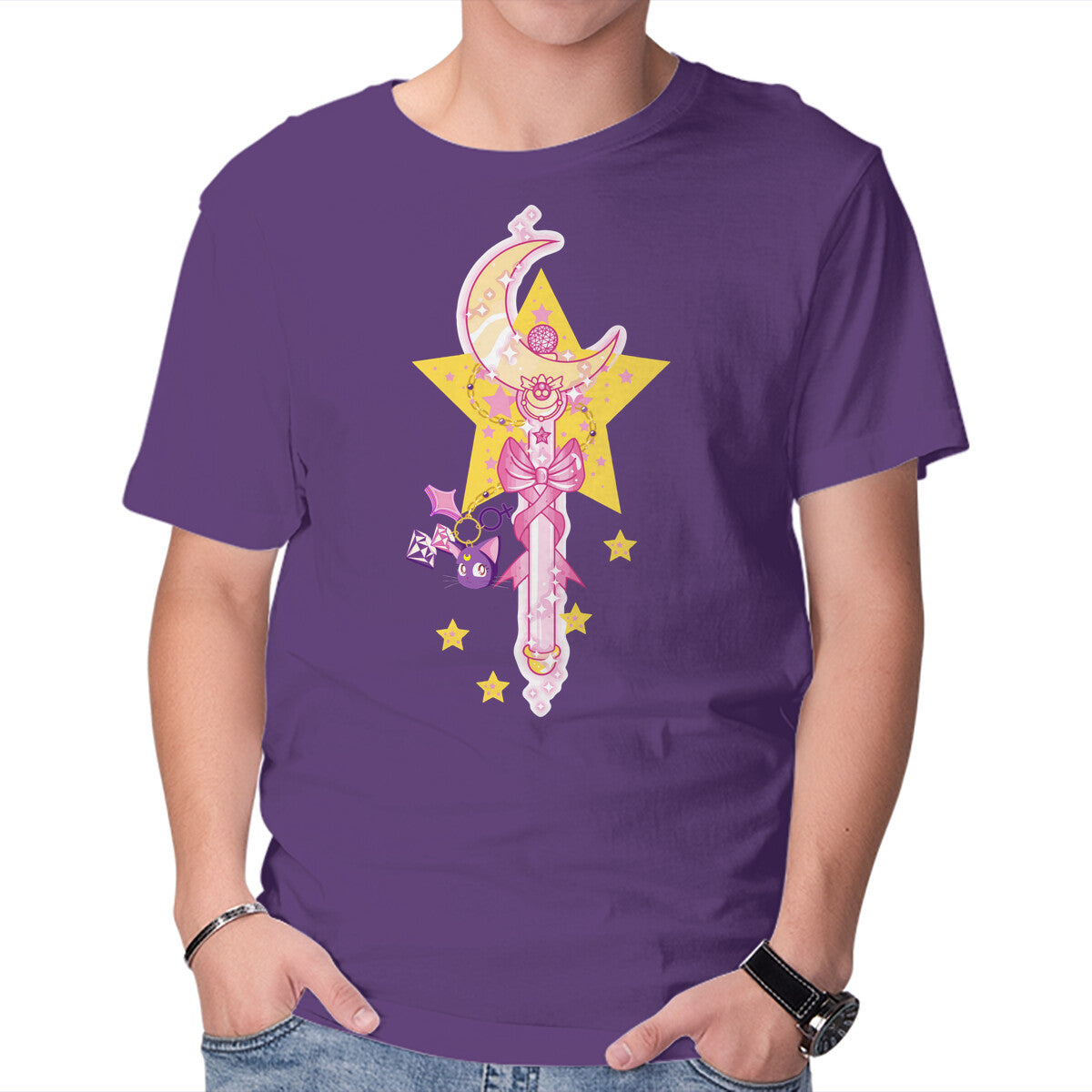 Moon Star – Anime Graphic T-Shirt in purple, product display