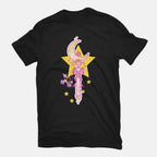 Moon Star – Anime Graphic T-Shirt in black, flat-lay product view