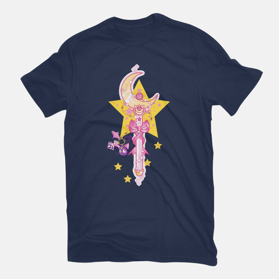 Moon Star – Anime Graphic T-Shirt in navy, flat-lay product view