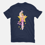 Moon Star – Anime Graphic T-Shirt in navy, flat-lay product view