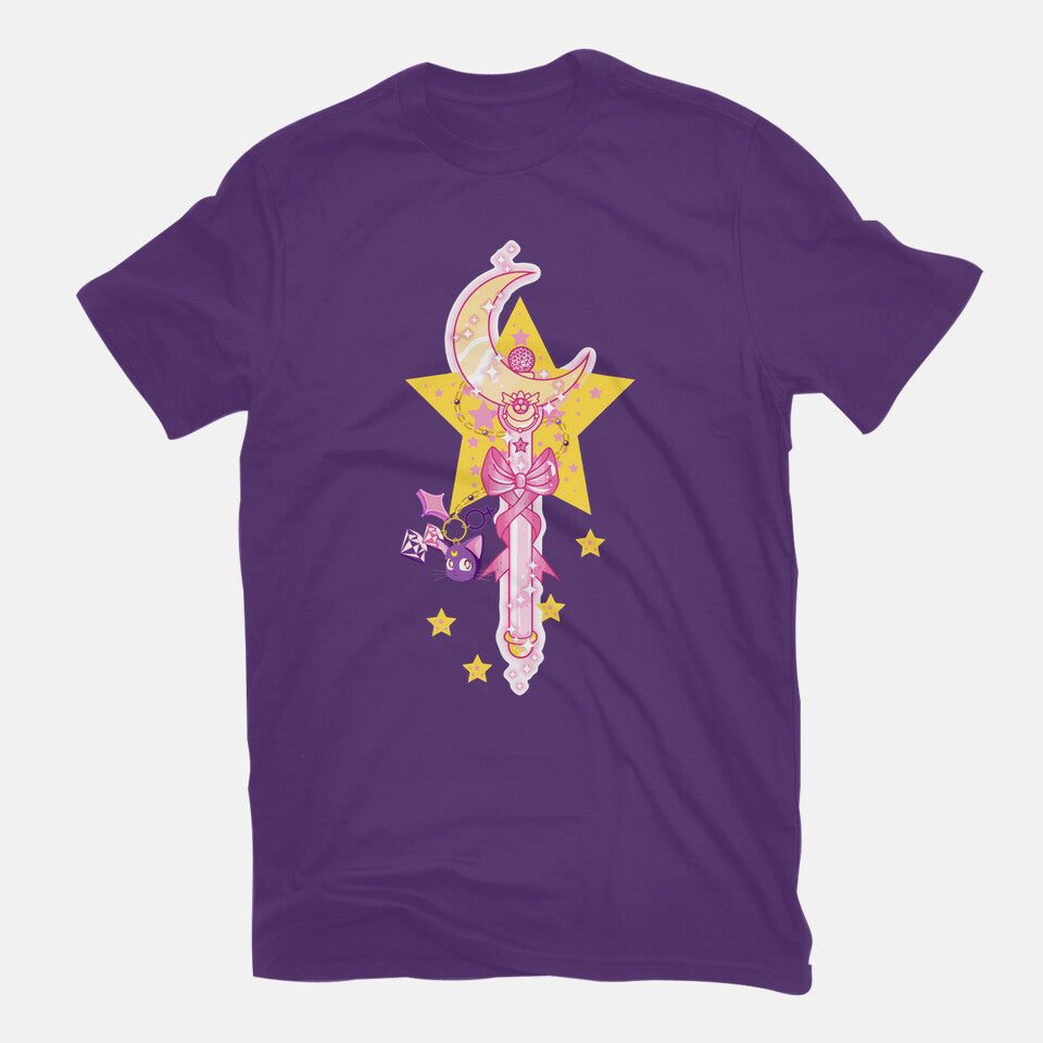 Moon Star – Anime Graphic T-Shirt in purple, flat-lay product view