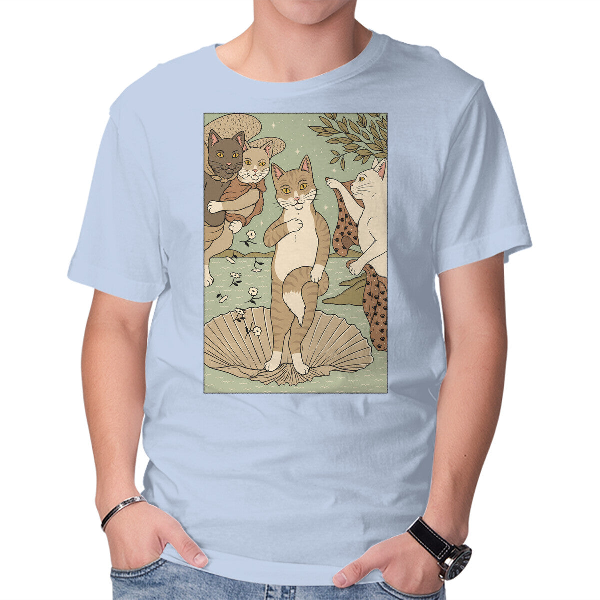Venus Cat – Cat Graphic T-Shirt in blue, product display