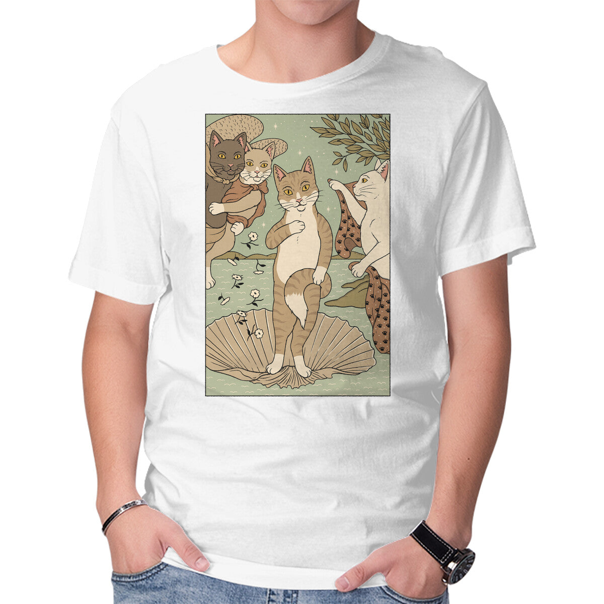 Venus Cat – Cat Graphic T-Shirt in white, product display
