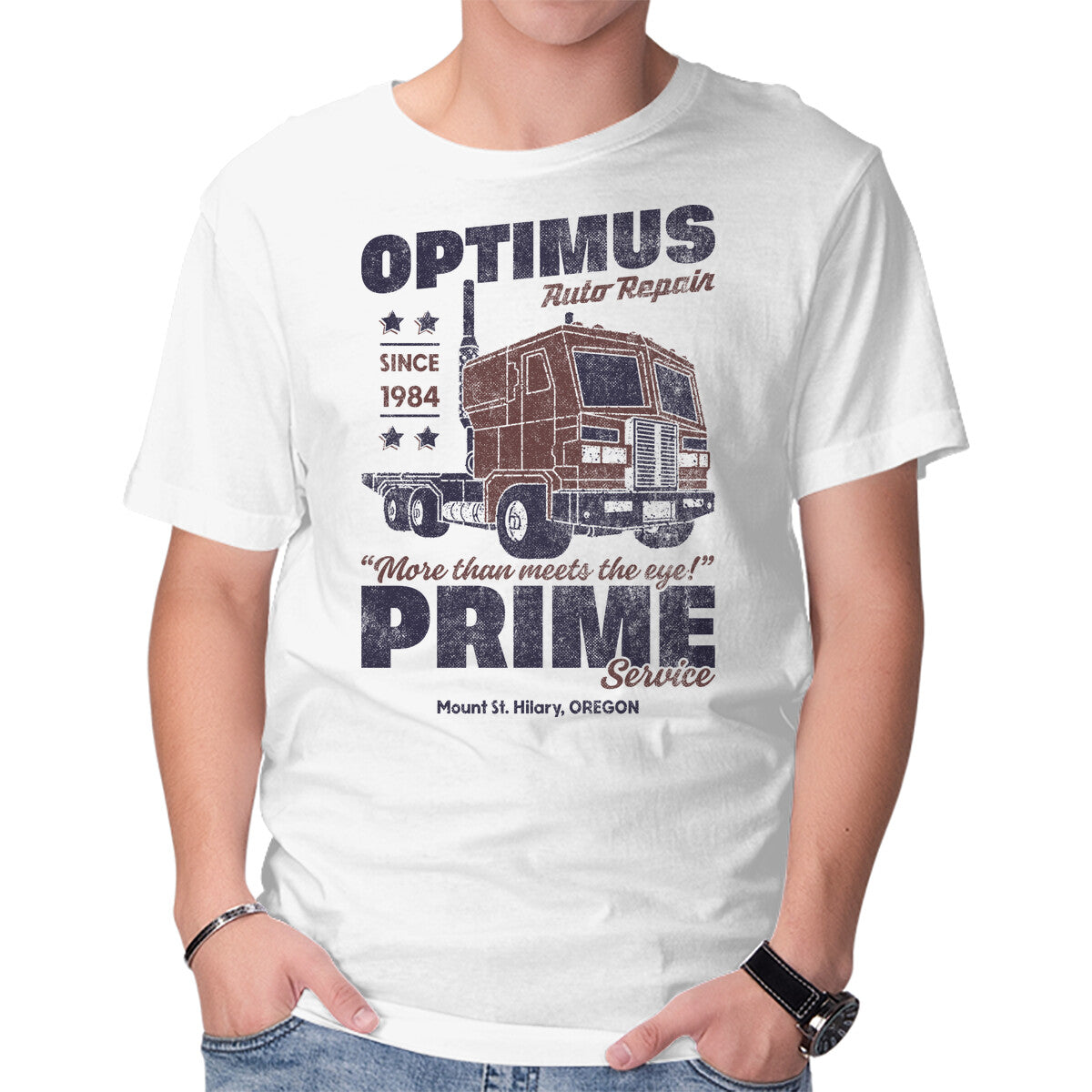 Vintage Auto Repair – Sci-Fi Graphic T-Shirt in white, product display