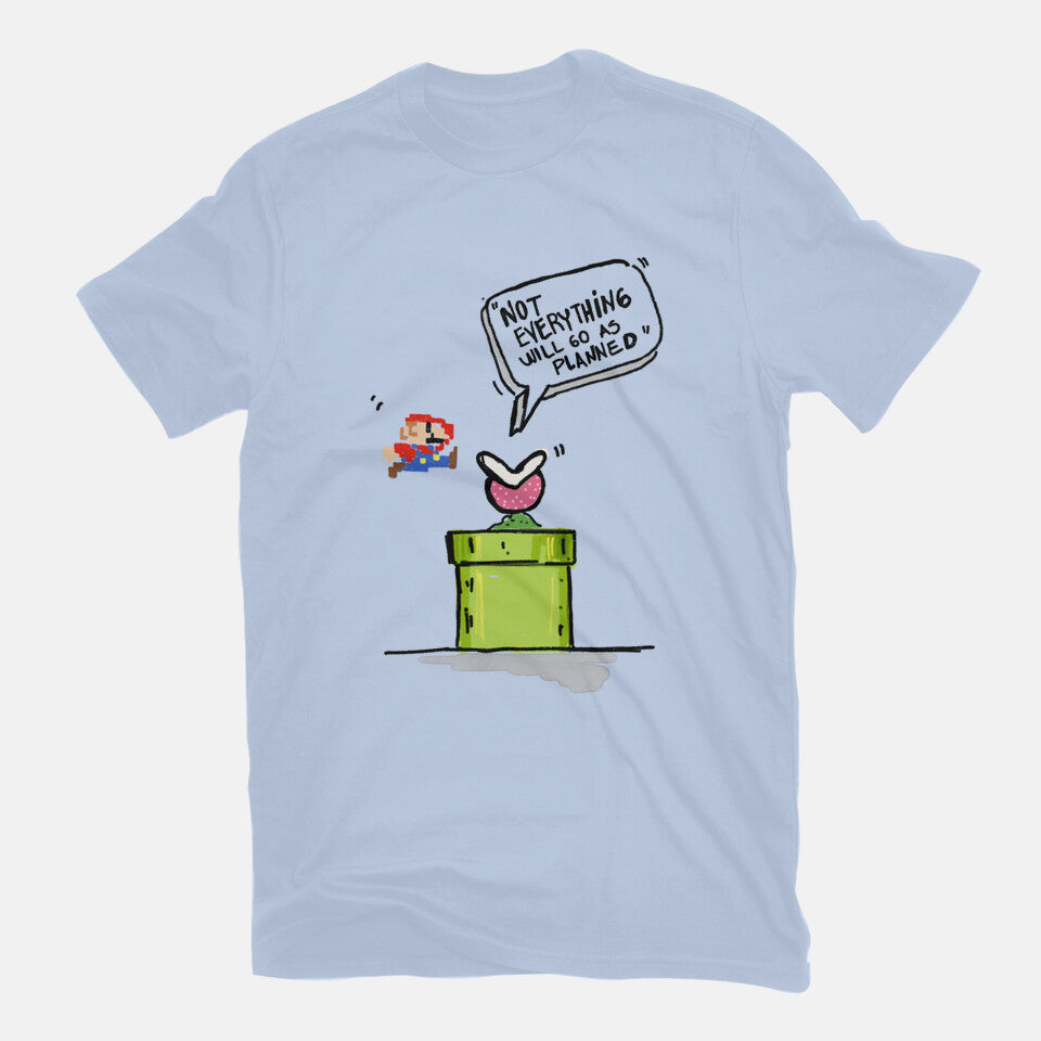 Start Again – Gaming Graphic T-Shirt in blue, flat-lay product view