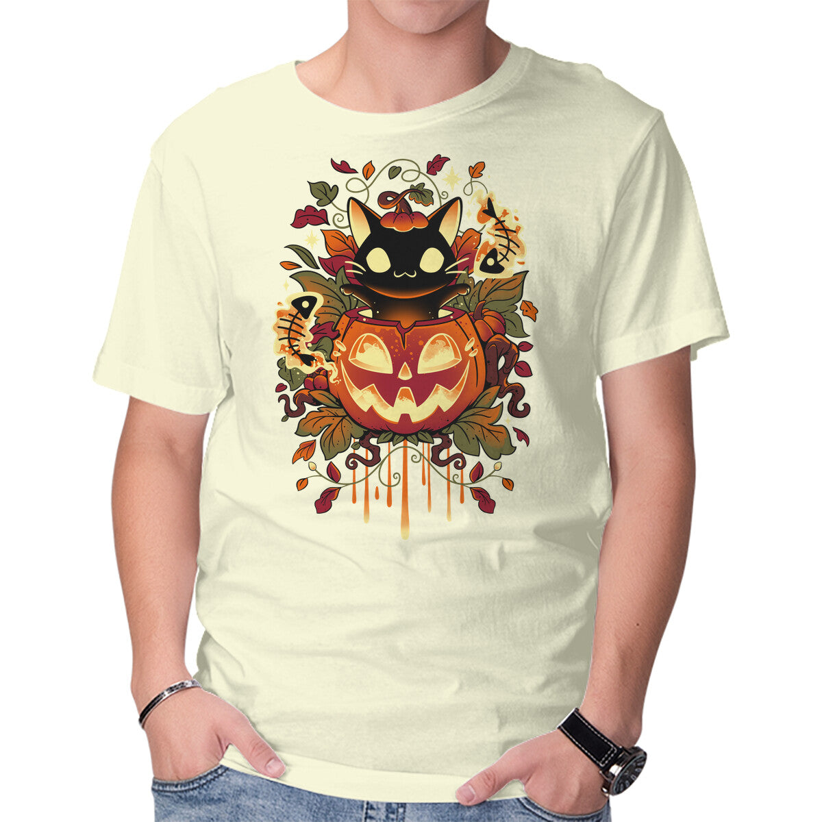 Autumn Tricks – Cat Graphic T-Shirt