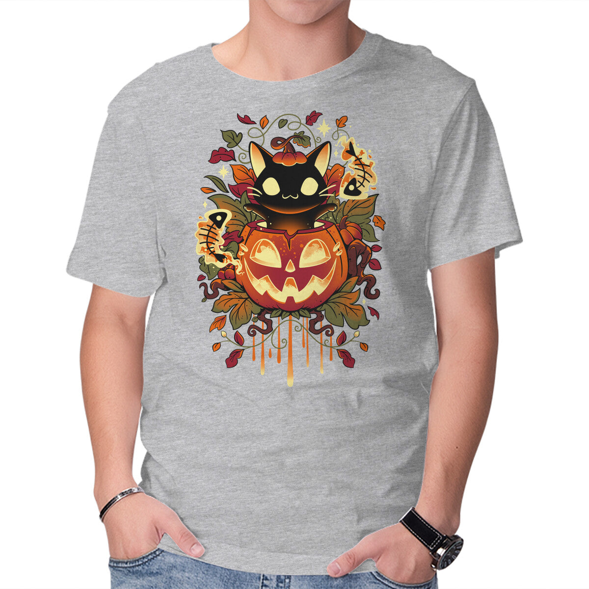 Autumn Tricks – Cat Graphic T-Shirt
