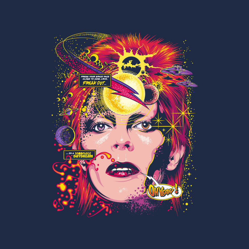 Space Face – Music Graphic T-Shirt design artwork for navy graphic T-shirt