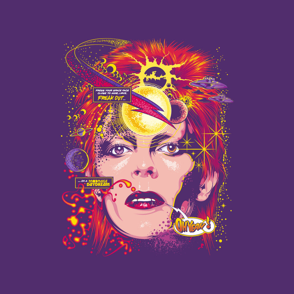 Space Face – Music Graphic T-Shirt design artwork for purple graphic T-shirt