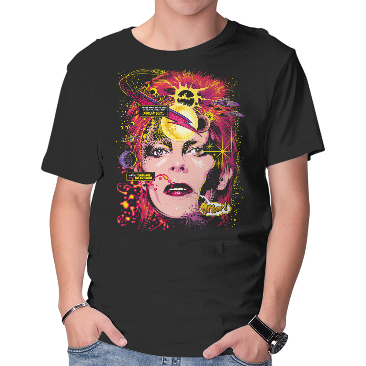 Space Face – Music Graphic T-Shirt in black, product display