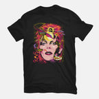 Space Face – Music Graphic T-Shirt in black, flat-lay product view