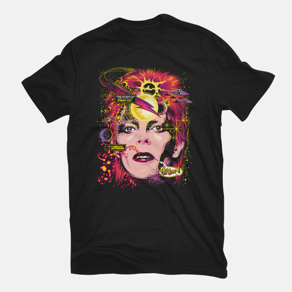Space Face – Music Graphic T-Shirt in black, flat-lay product view