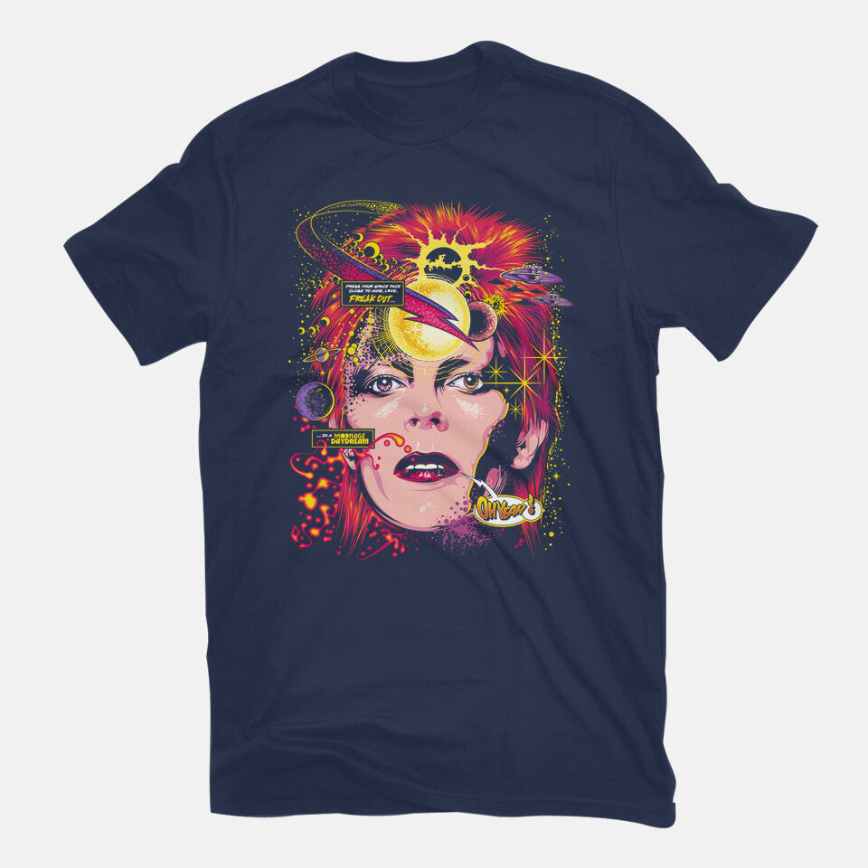 Space Face – Music Graphic T-Shirt in navy, flat-lay product view
