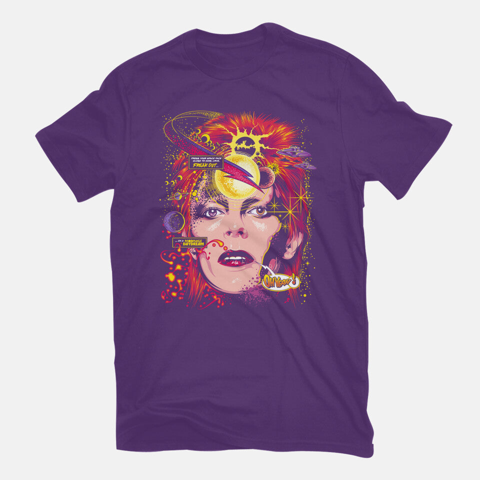Space Face – Music Graphic T-Shirt in purple, flat-lay product view